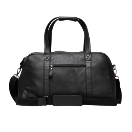 Royather Black Leather Medium Holdall Bag with Twin Grab Handles