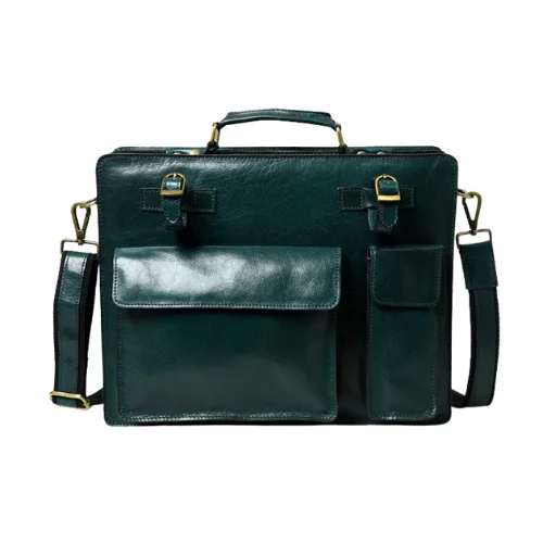 Men’s Green Leather Laptop Briefcase