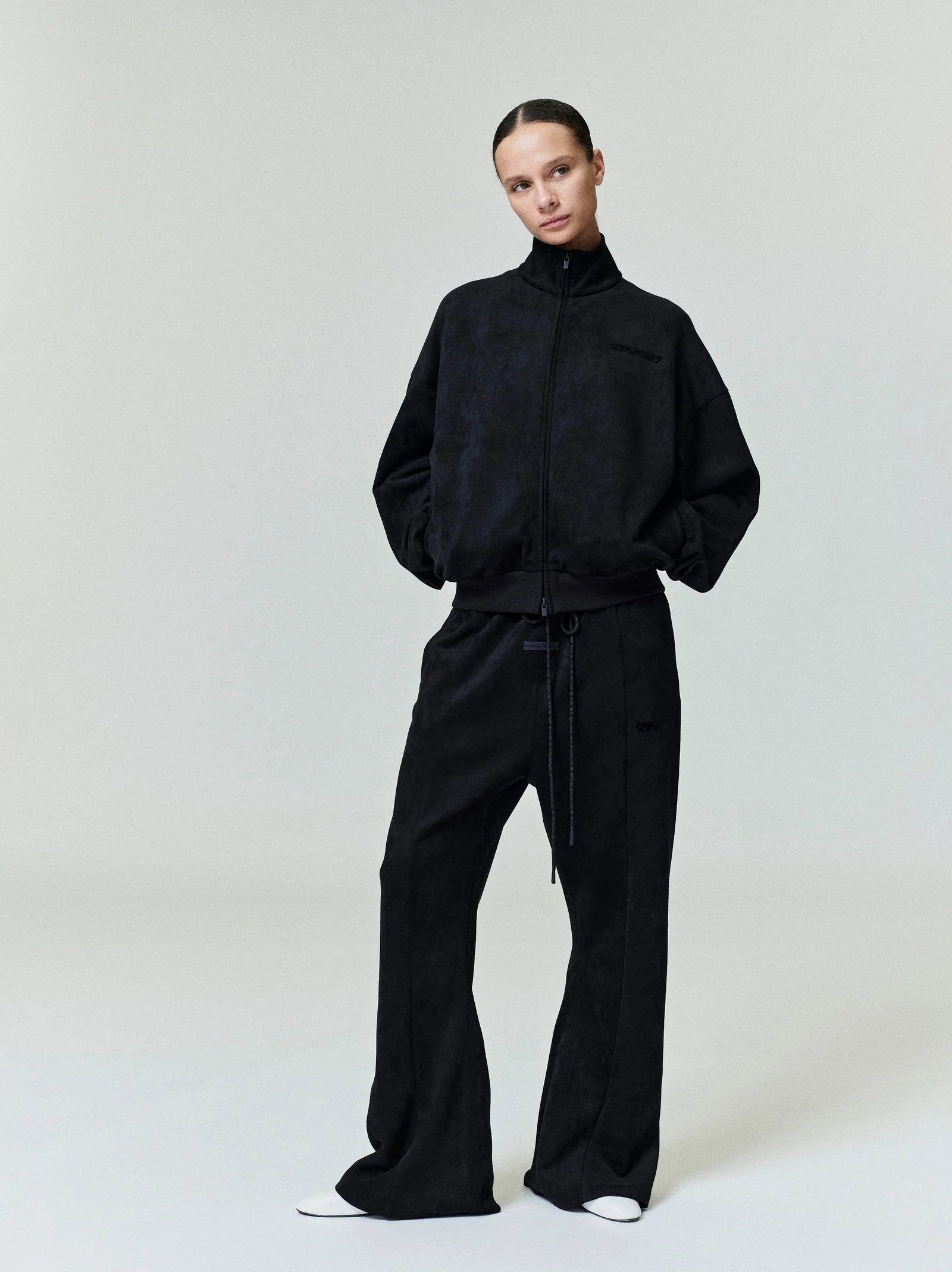 Womens Suede Fleece Flare Sweatpant