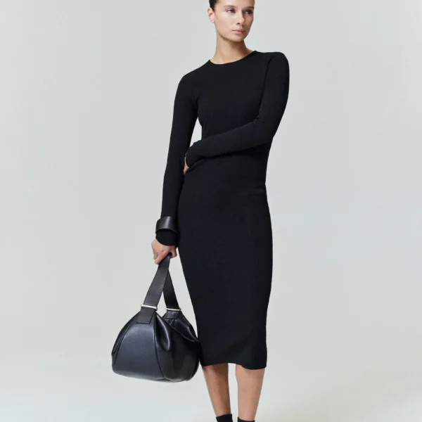 Womens Rib Long Sleeve Dress