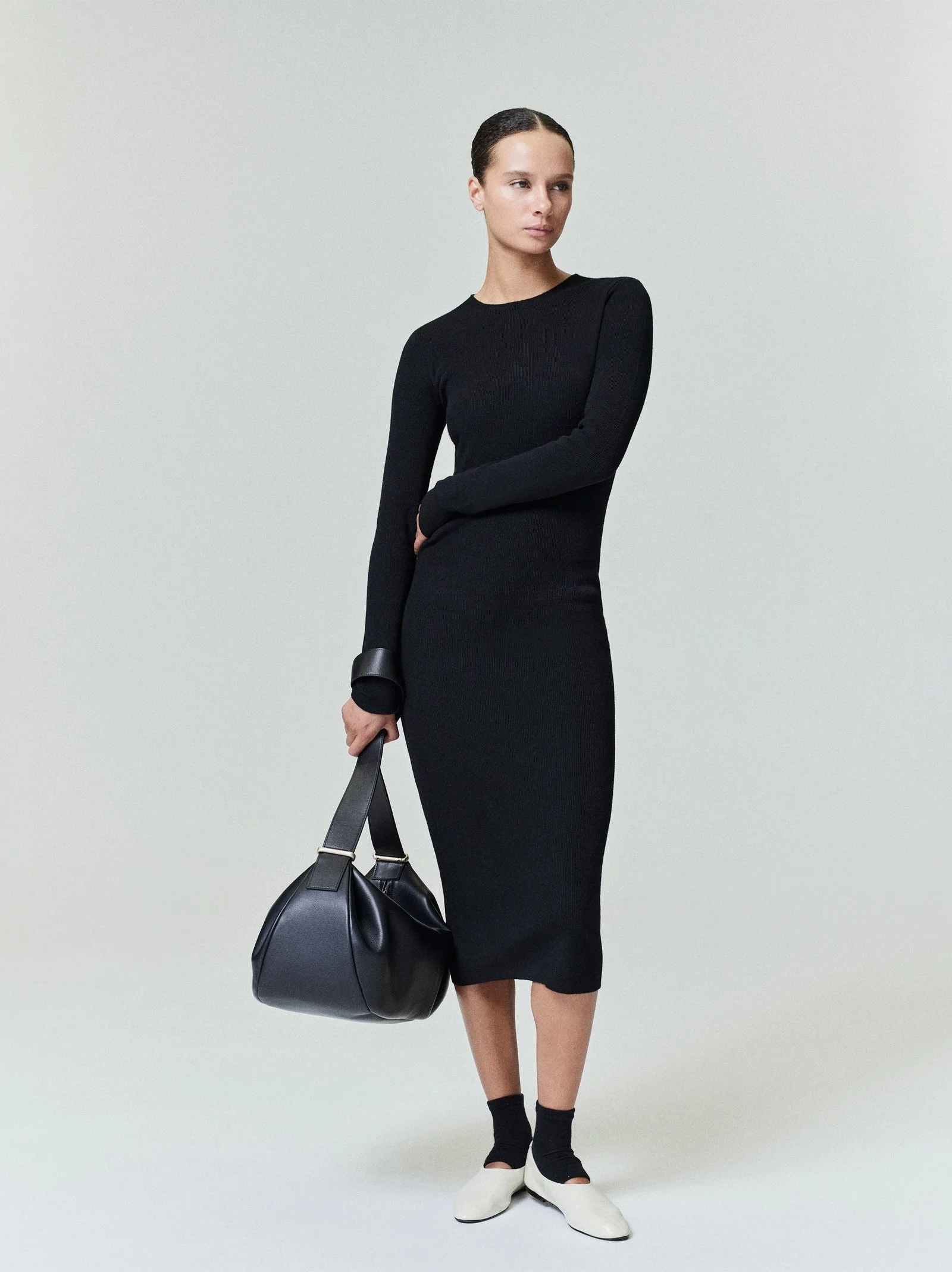 Womens Rib Long Sleeve Dress