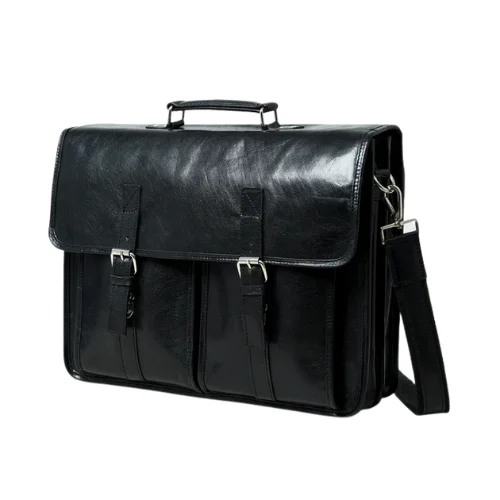 Men’s Black Leather Office Messenger Bag