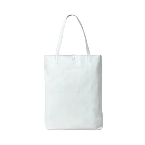 Minimalist White Leather Tote Bag
