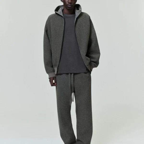 Textured Wool Zip Up Hoodie