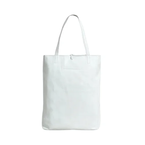 Minimalist White Leather Tote Bag
