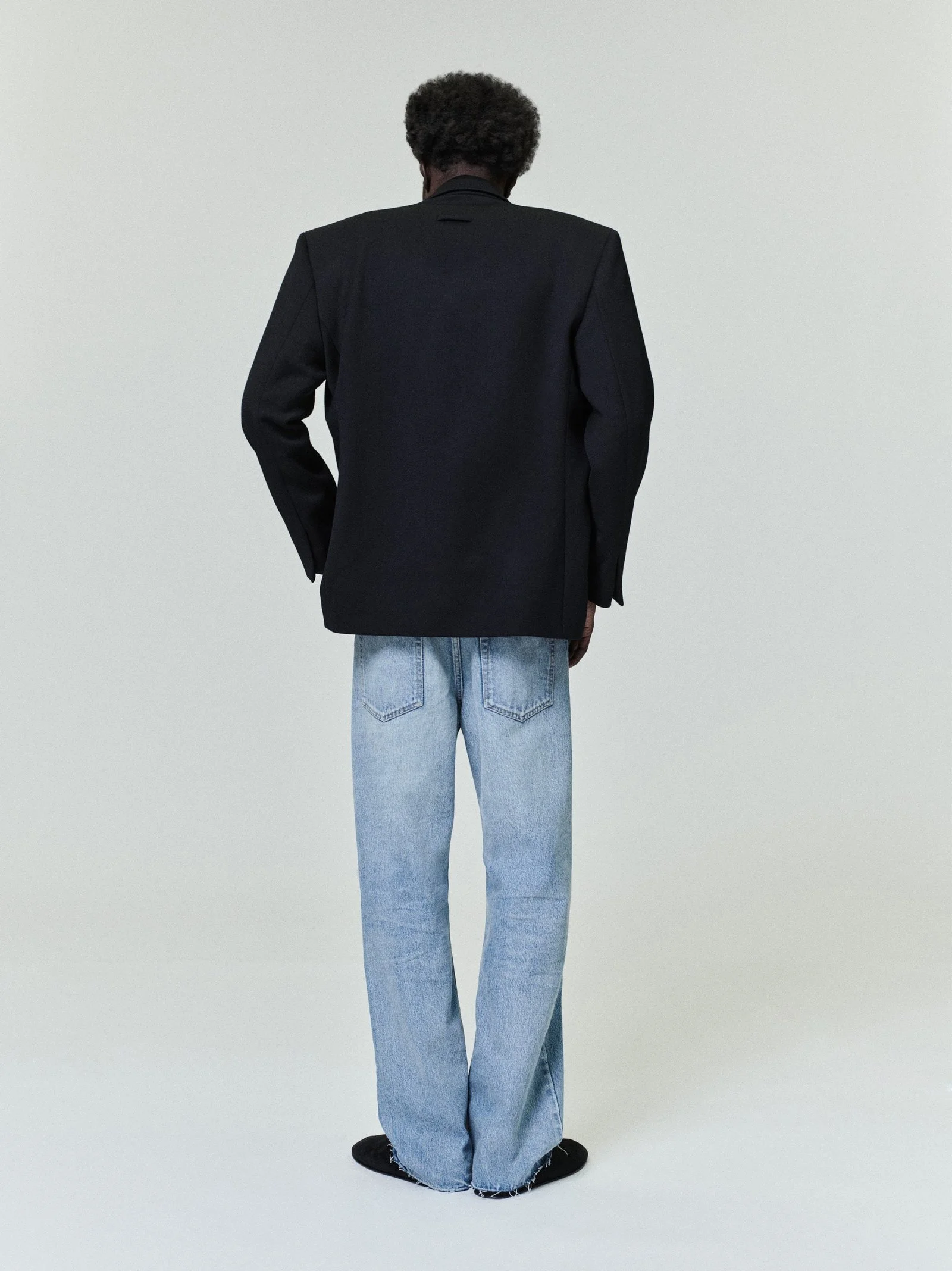 Satin Wool Double Breasted Blazer