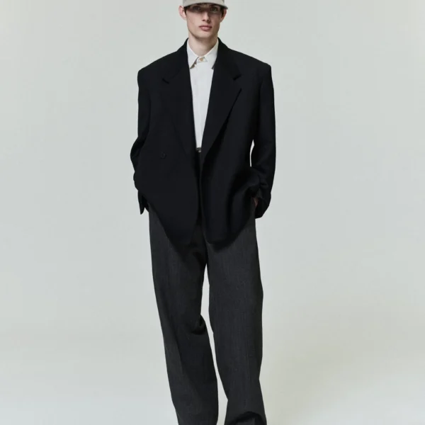 Satin Wool Double Breasted Blazer