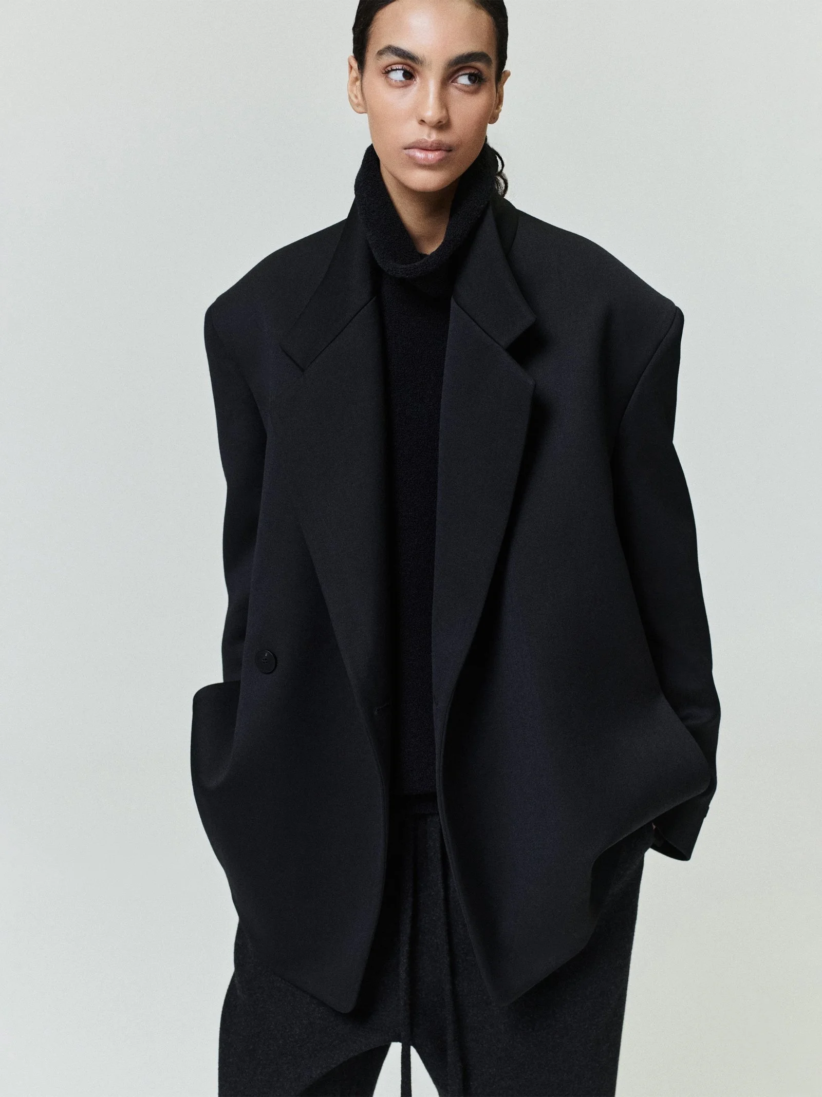 Satin Wool Double Breasted Blazer