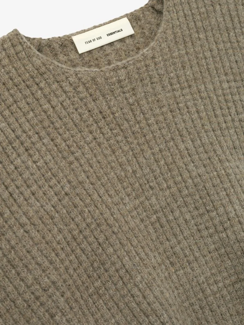 Womens Heavy Waffle 90s Crewneck Sweater