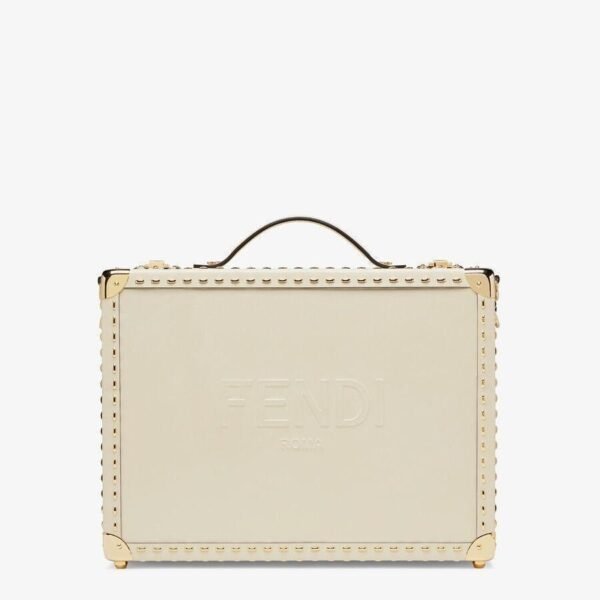 Fendi Medium White Leather Suitcase