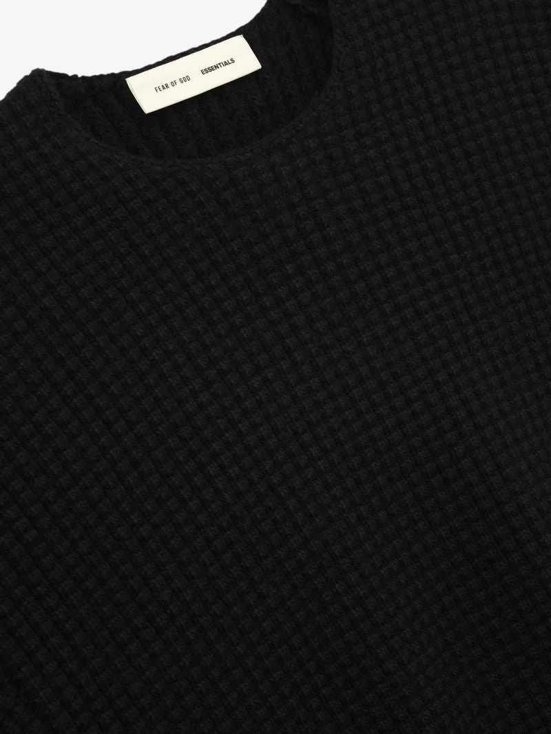 Womens Heavy Waffle 90s Crewneck Sweater