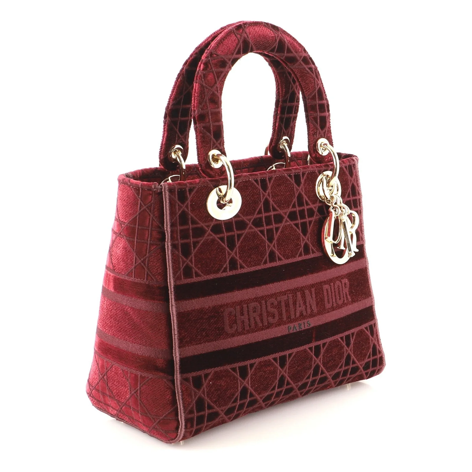 Lady D-Lite Bag Cannage Embroidered Velvet Medium