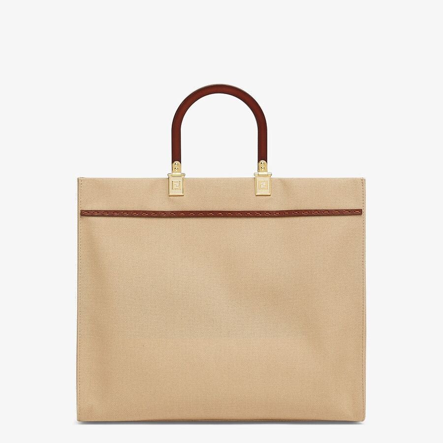 Fendi Sunshine Medium Beige Canvas Bag - Image 3