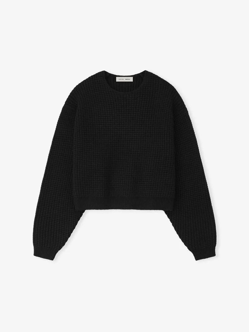 Womens Heavy Waffle 90s Crewneck Sweater