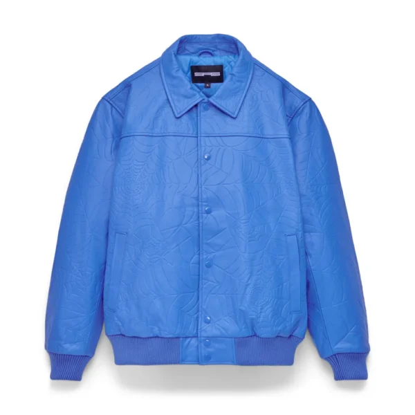 DEBOSSED WEB LEATHER JACKET