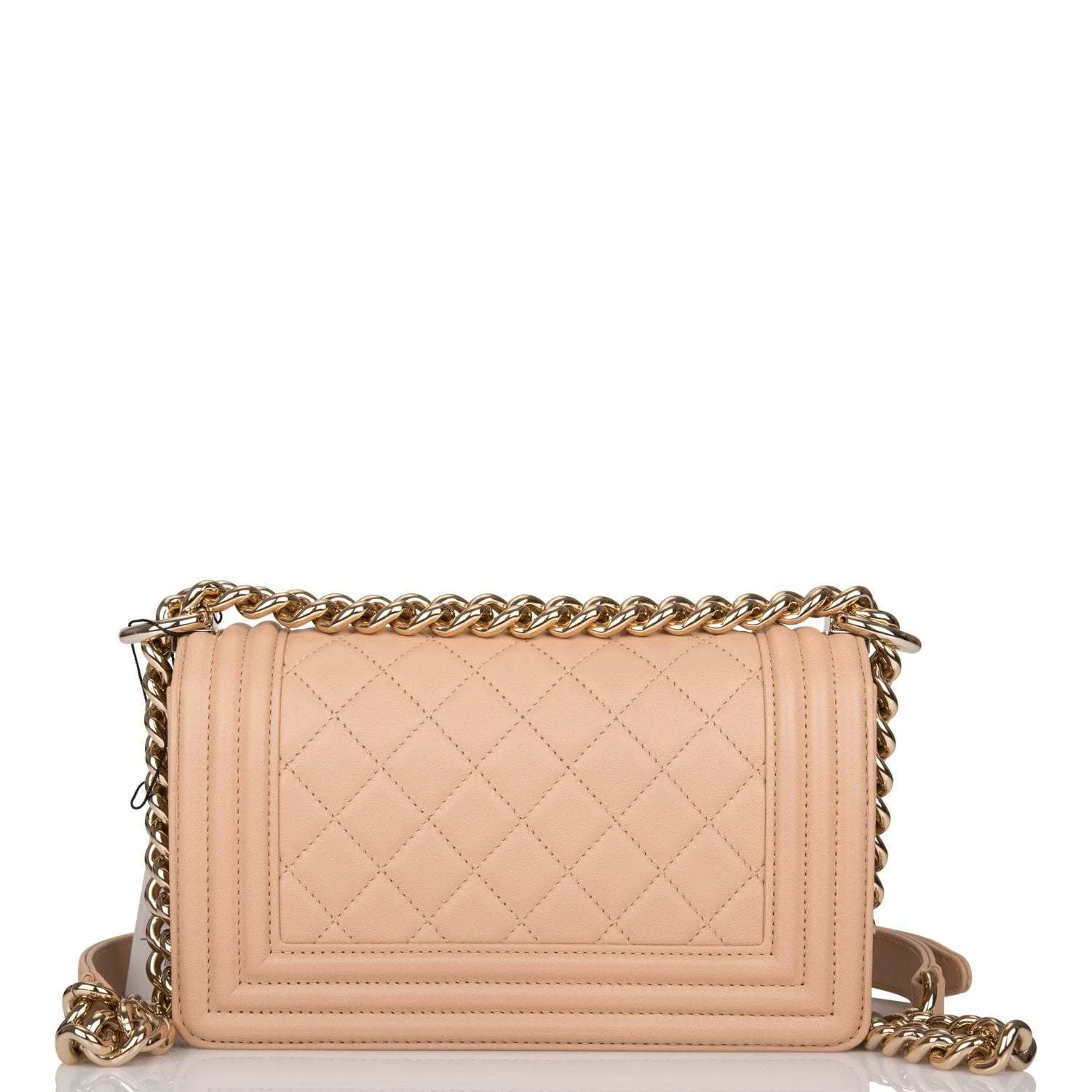 Chanel Camel Quilted Lambskin Small Boy Bag Light Gold Hardware
