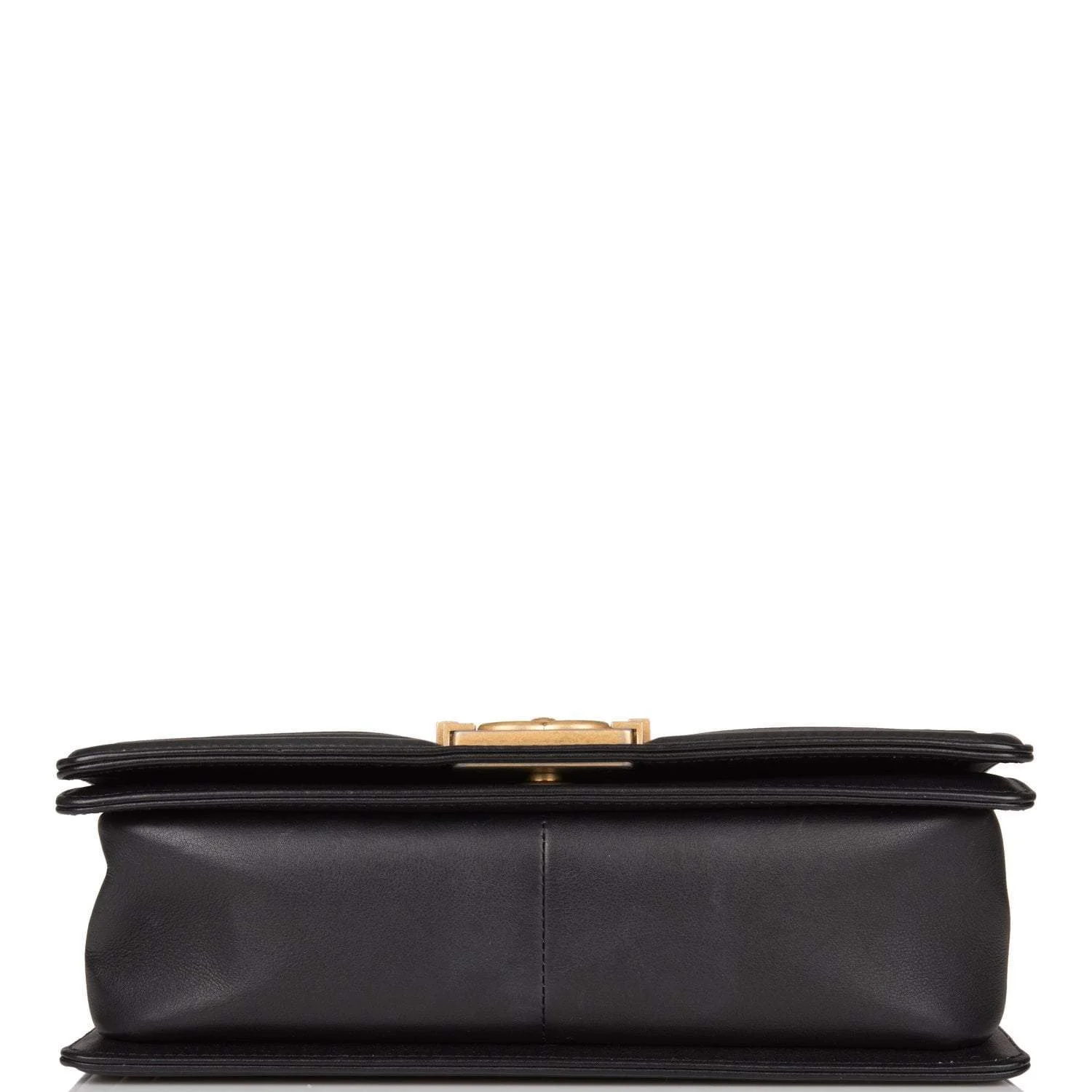 Pre-owned Chanel Black Python Medium Boy Bag Antique Gold Hardware