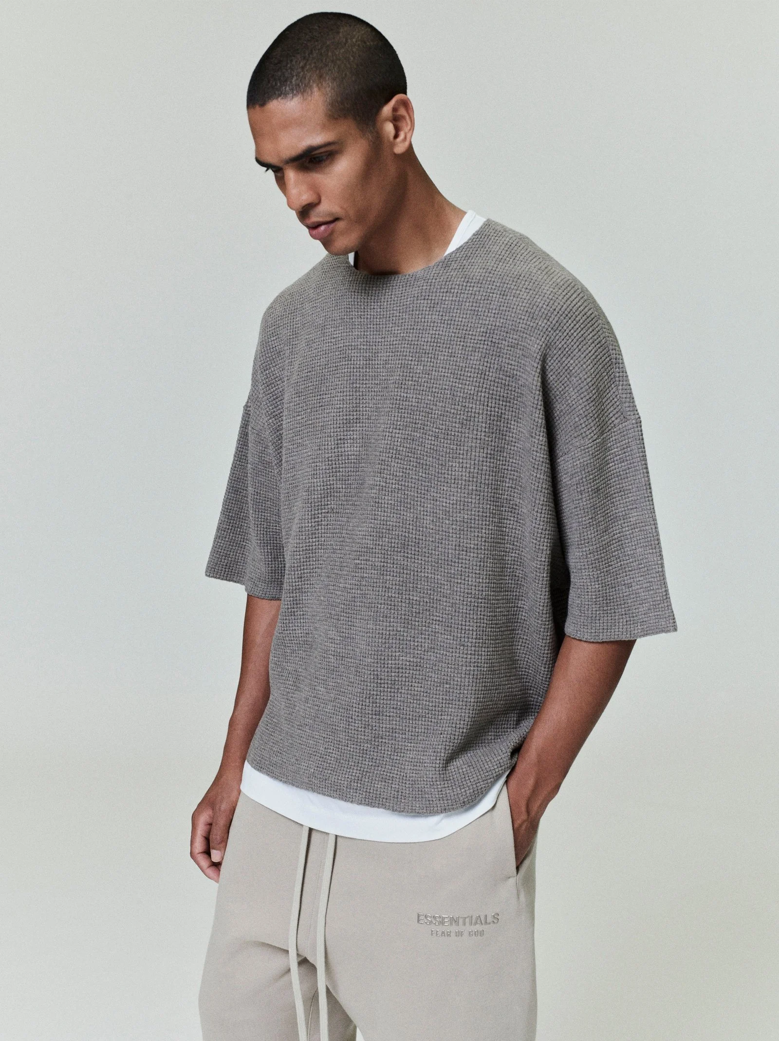 Waffle Short Sleeve Sweater