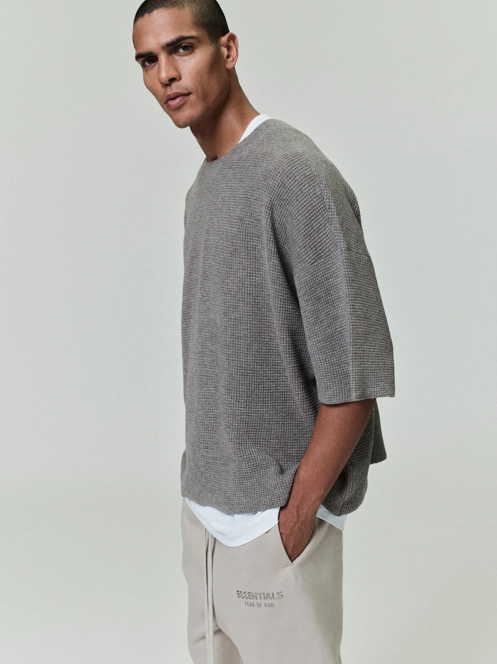 Waffle Short Sleeve Sweater