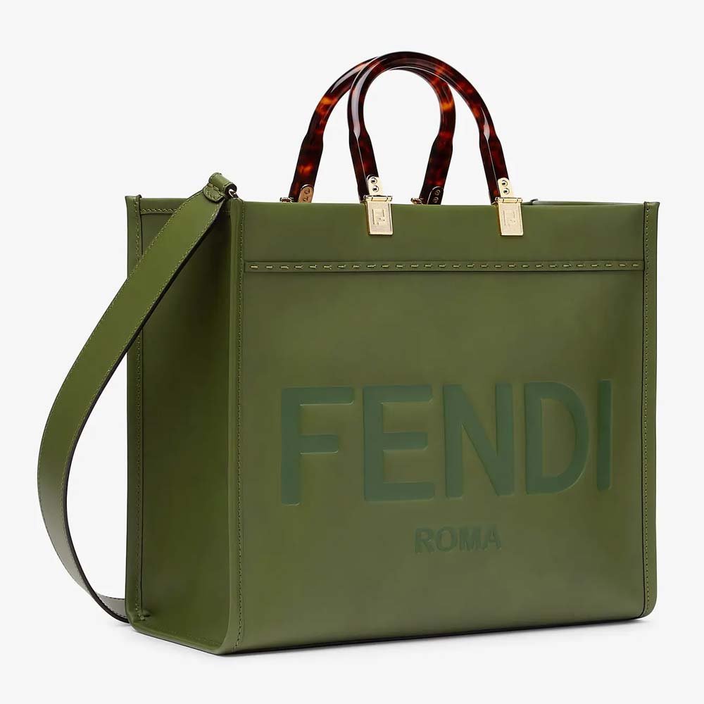 FENDI SUNSHINE MEDIUM Green Leather Bag - Image 5