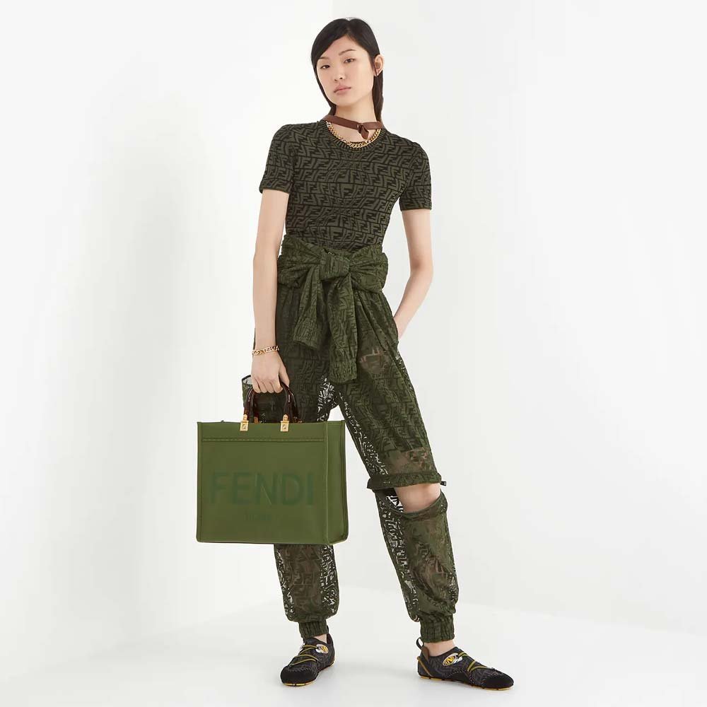 FENDI SUNSHINE MEDIUM Green Leather Bag - Image 6