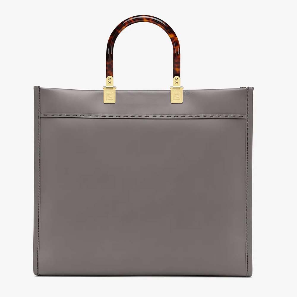 FENDI SUNSHINE MEDIUM Grey Leather Shopper - Image 3