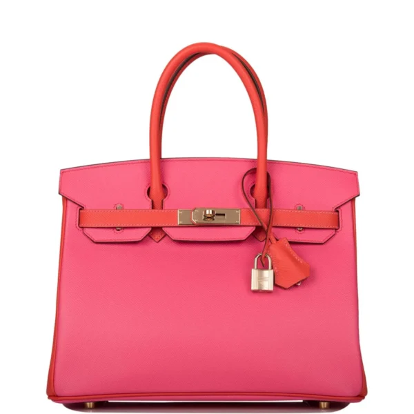 Hermes Birkin 30cm Bi-Color Rose Azalee and Feu Epsom Permabrass Hardware