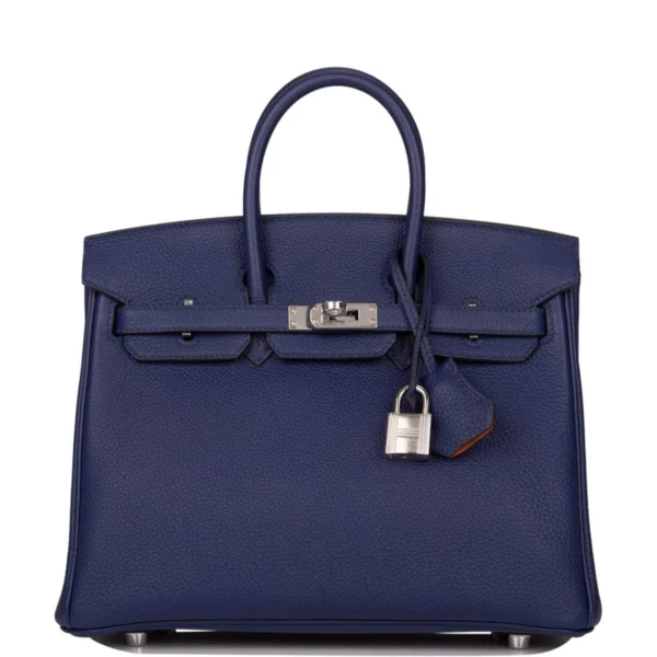 Hermes Bleu Encre Verso Togo Birkin 25cm Palladium Hardware