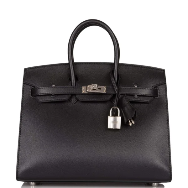 Hermes Birkin Sellier 25 Black Veau Madame Palladium Hardware