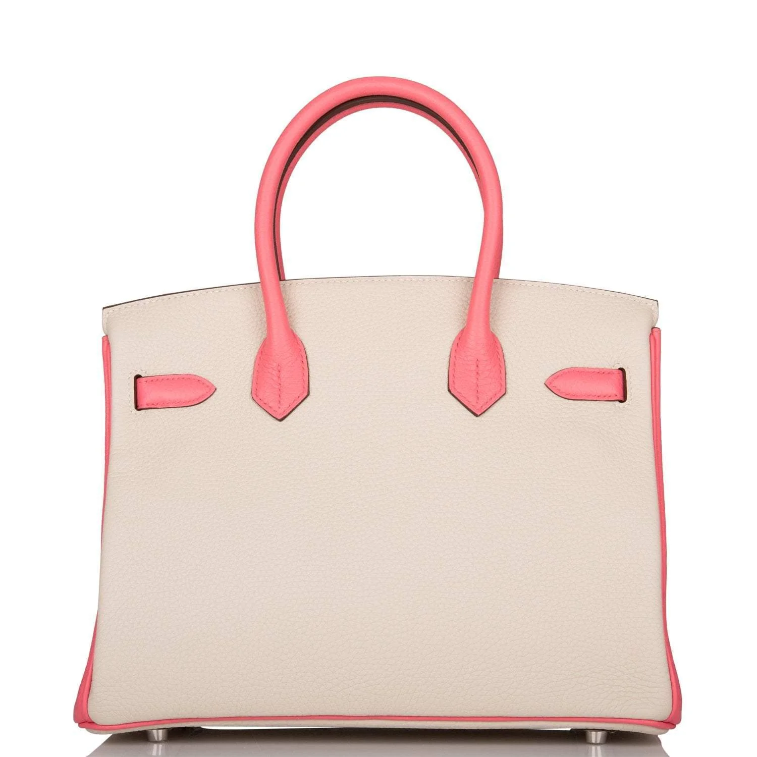 Hermes Birkin 30cm Bi-Color Craie and Rose Lipstick Clemence Palladium Hardware