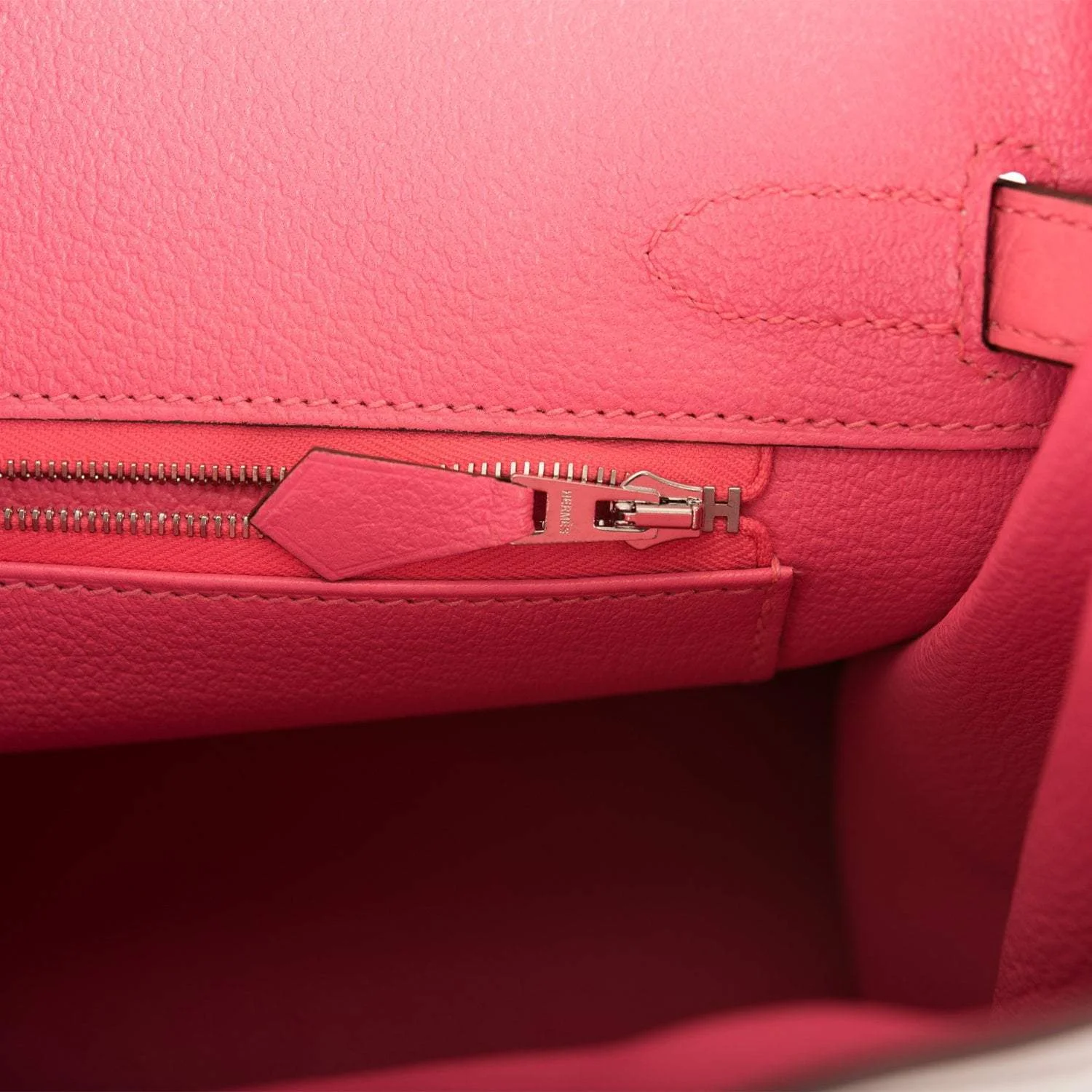 Hermes Birkin 30cm Bi-Color Craie and Rose Lipstick Clemence Palladium Hardware