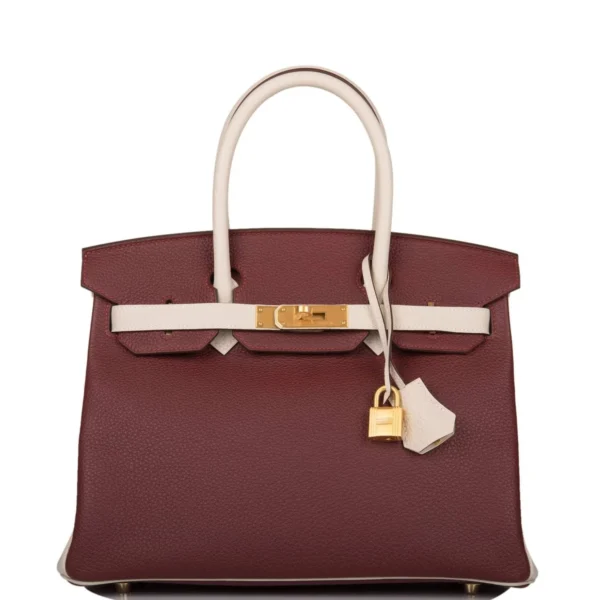 Hermes Birkin 30 Rouge H and Craie Togo Brushed Gold Hardware