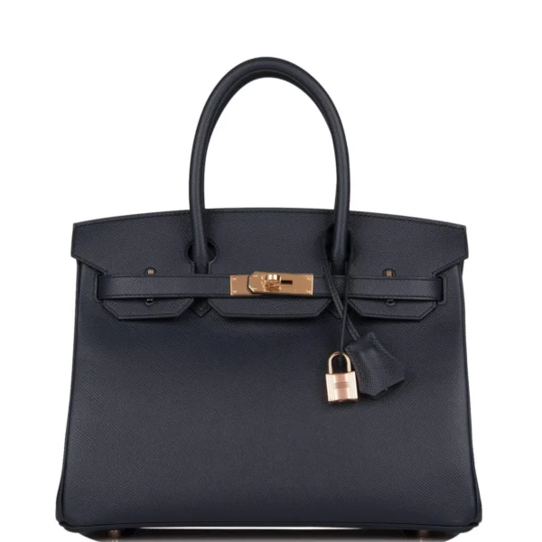 Hermes Birkin 30 Bleu Indigo Epsom Rose Gold Hardware