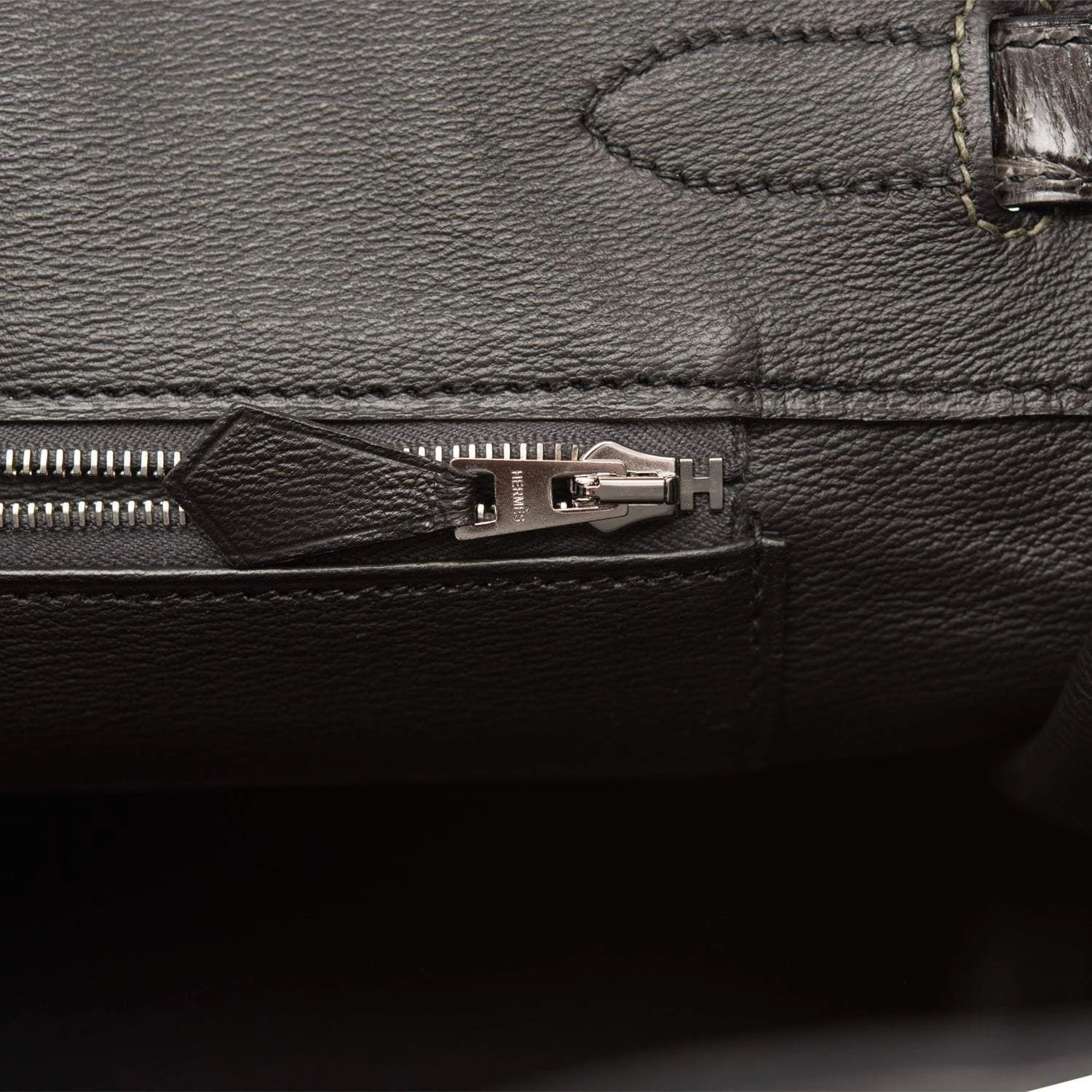 Hermes Birkin 35cm Bi-Color Gris Tourterelle and Graphite Shiny Porosus Crocodile Brushed Palladium Hardware
