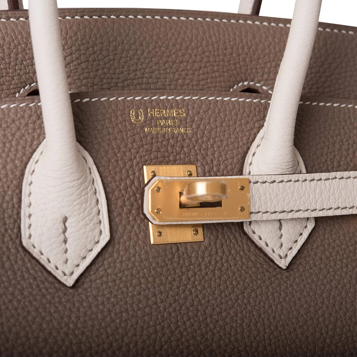 Hermes Birkin 25 Etoupe and Craie Togo Brushed Gold Hardware