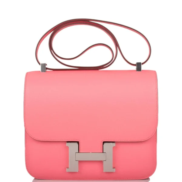 Hermes Rose D’Ete Verso Evercolor Constance 24cm Palladium Hardware