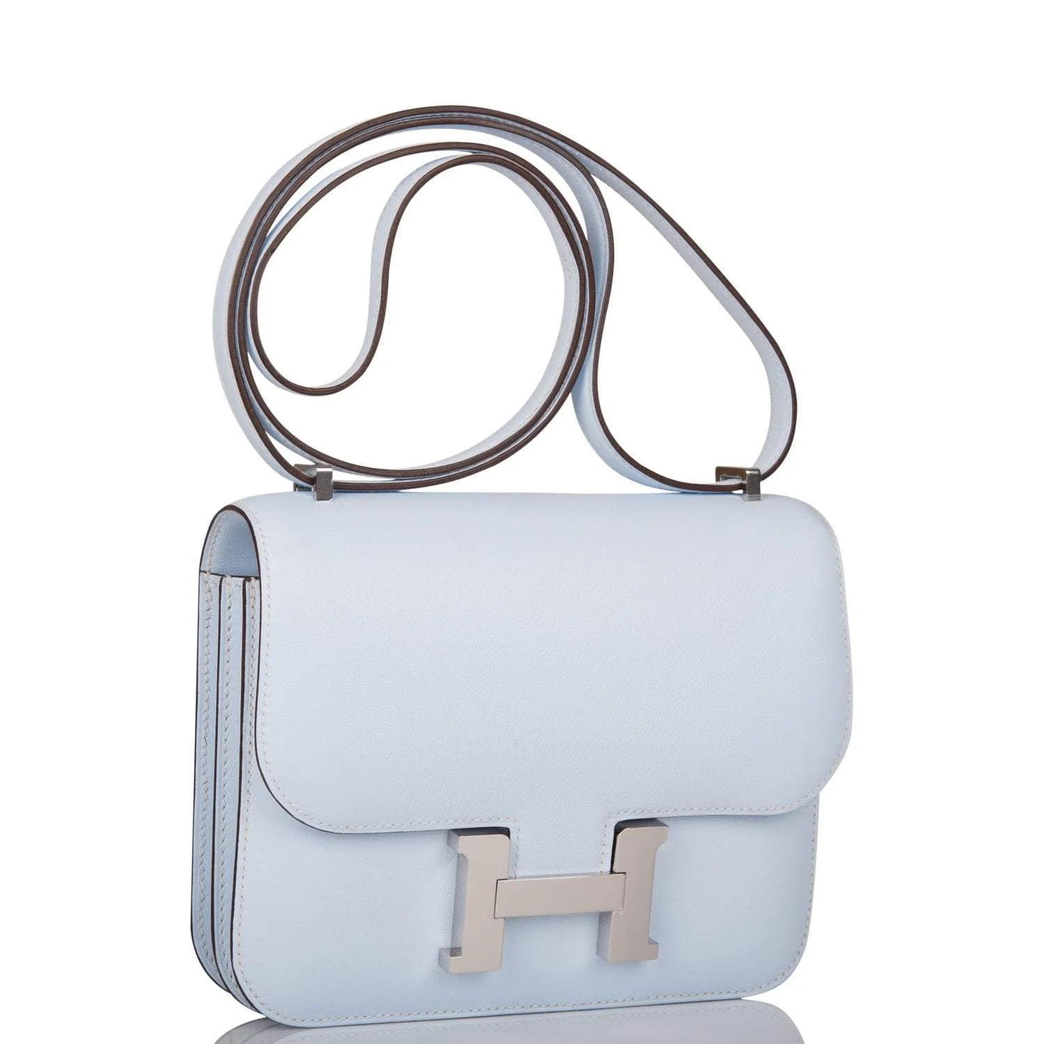 Hermes Bleu Brume Swift Mini Constance 18cm Palladium Hardware