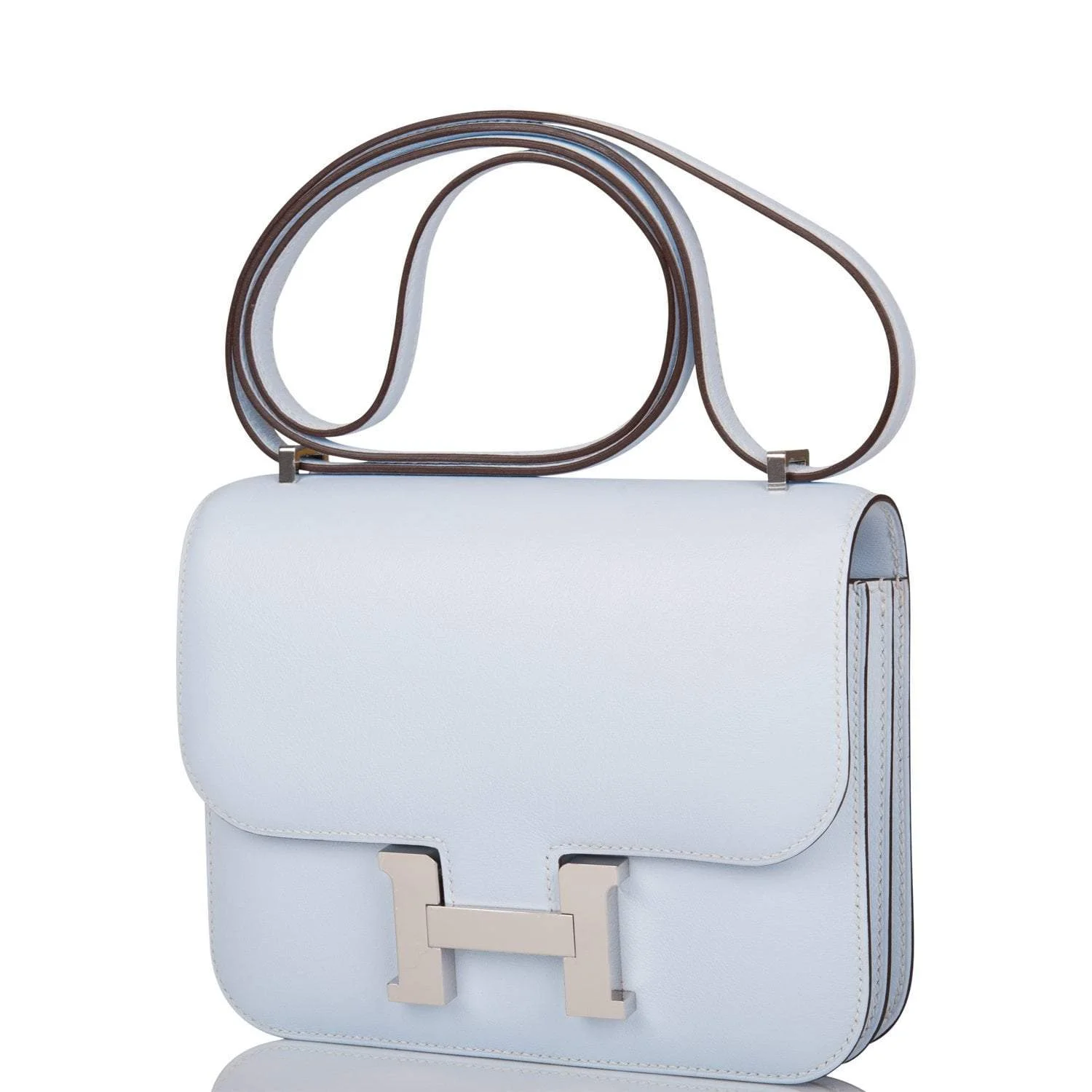 Hermes Bleu Brume Swift Mini Constance 18cm Palladium Hardware