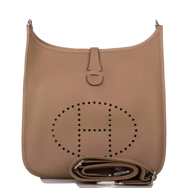 Hermes Beige de Weimar Clemence Evelyne III PM Bag Palladium Hardware
