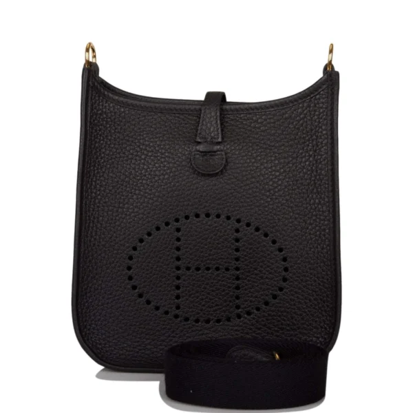 Hermes Black Clemence Evelyne TPM Bag Gold Hardware