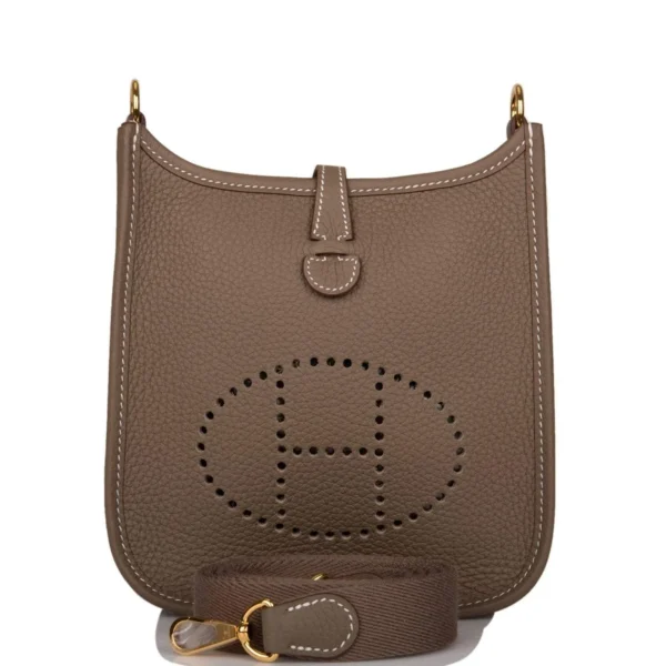 Hermes Evelyne TPM Etoupe Clemence Bag Gold Hardware