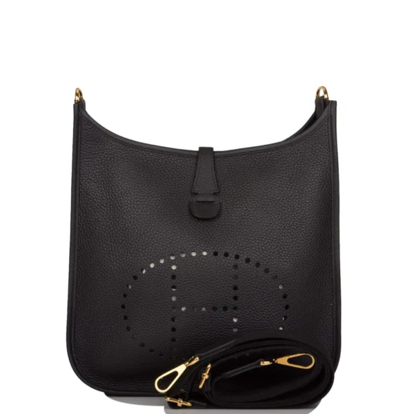 Hermes Evelyne III PM Black Clemence Gold Hardware
