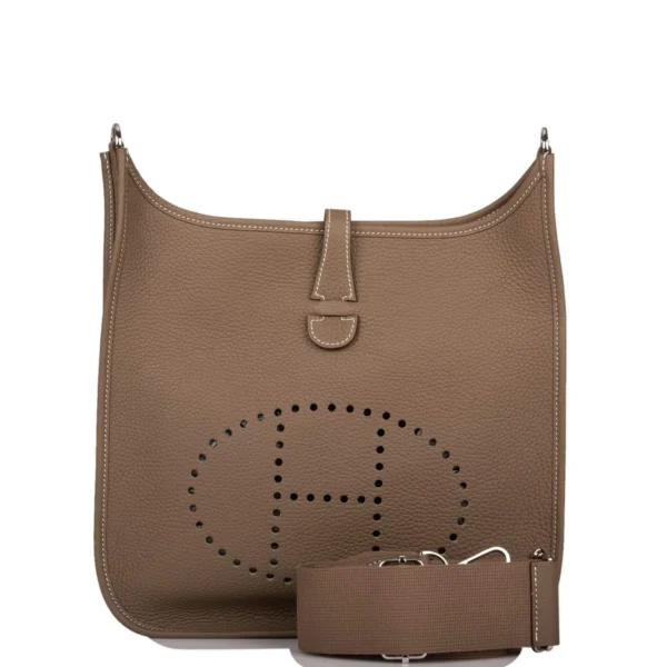 Hermes Evelyne III PM Etoupe Clemence Palladium Hardware