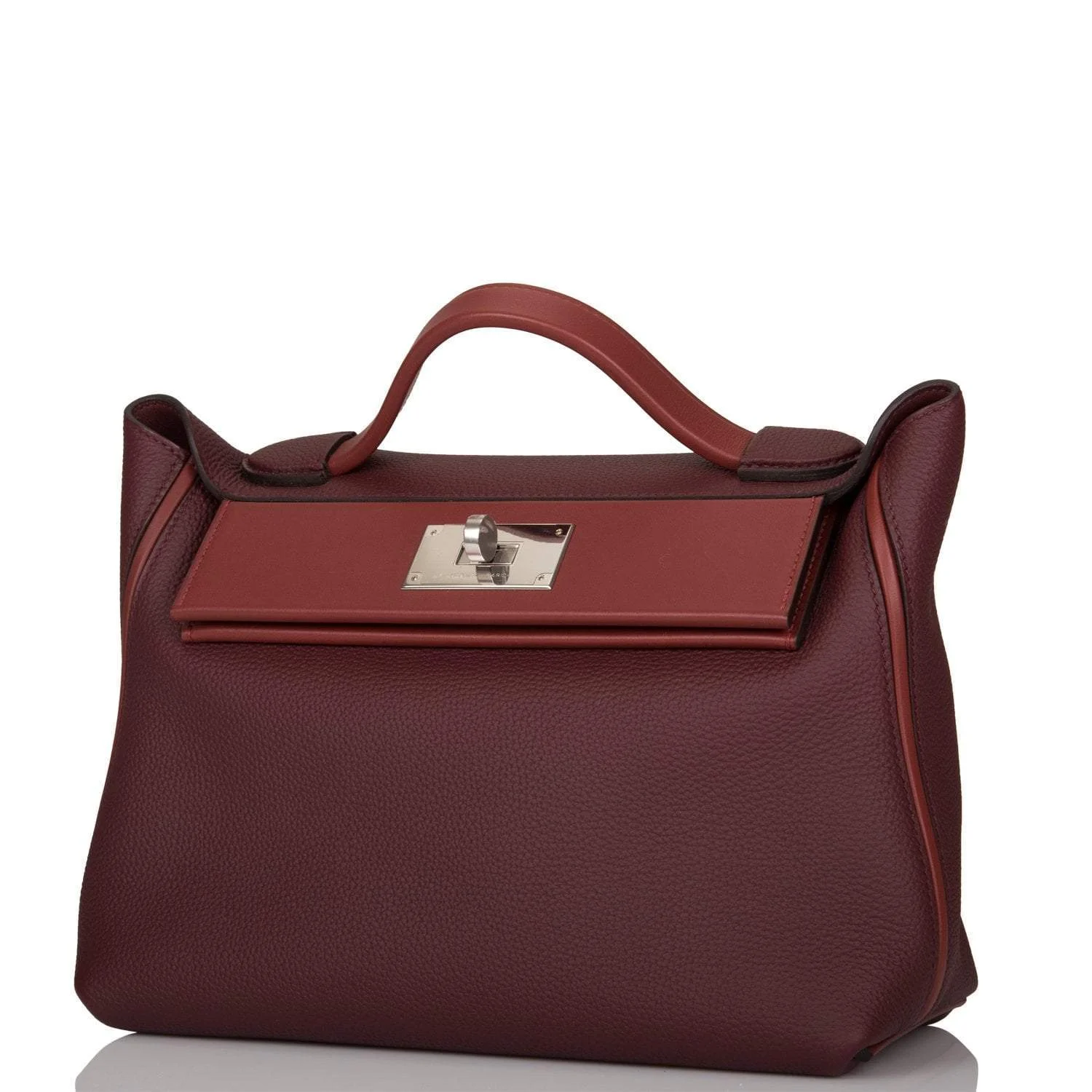 Hermes Bordeaux and Rouge H 24/24 Bag 29cm Palladium Hardware
