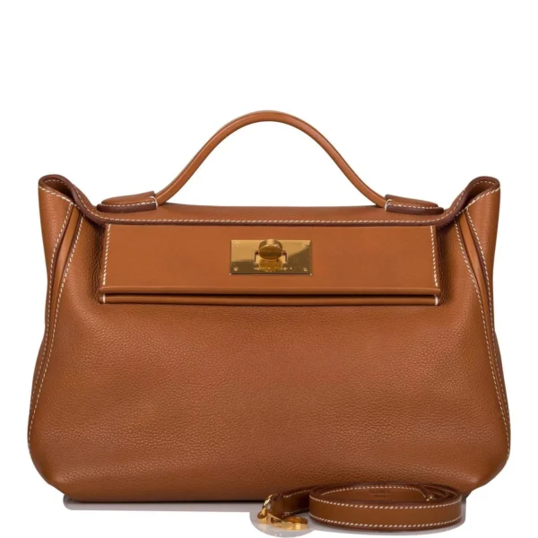 Hermes Fauve Barenia Faubourg 24/24 Bag 29cm Gold Hardware