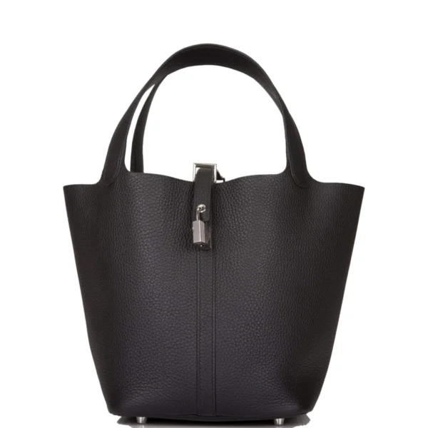 Hermes Black Clemence Picotin Lock 22cm Palladium Hardware