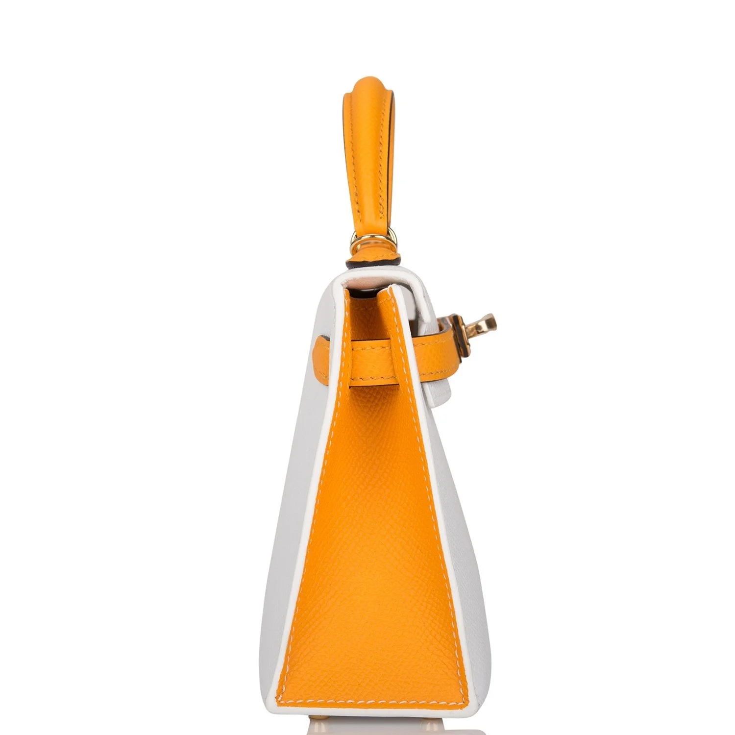 Hermes Horseshoe Stamp (HSS) White and Jaune D’Or Epsom Sellier Kelly 20cm Permabrass Hardware