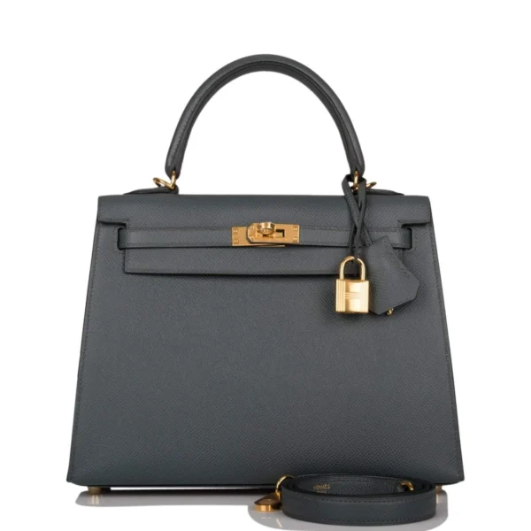 Hermes Bleu Orage Epsom Sellier Kelly 25cm Gold Hardware