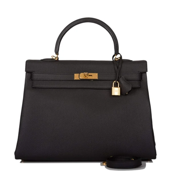 Hermes Black Togo Retourne Kelly 35cm Gold Hardware