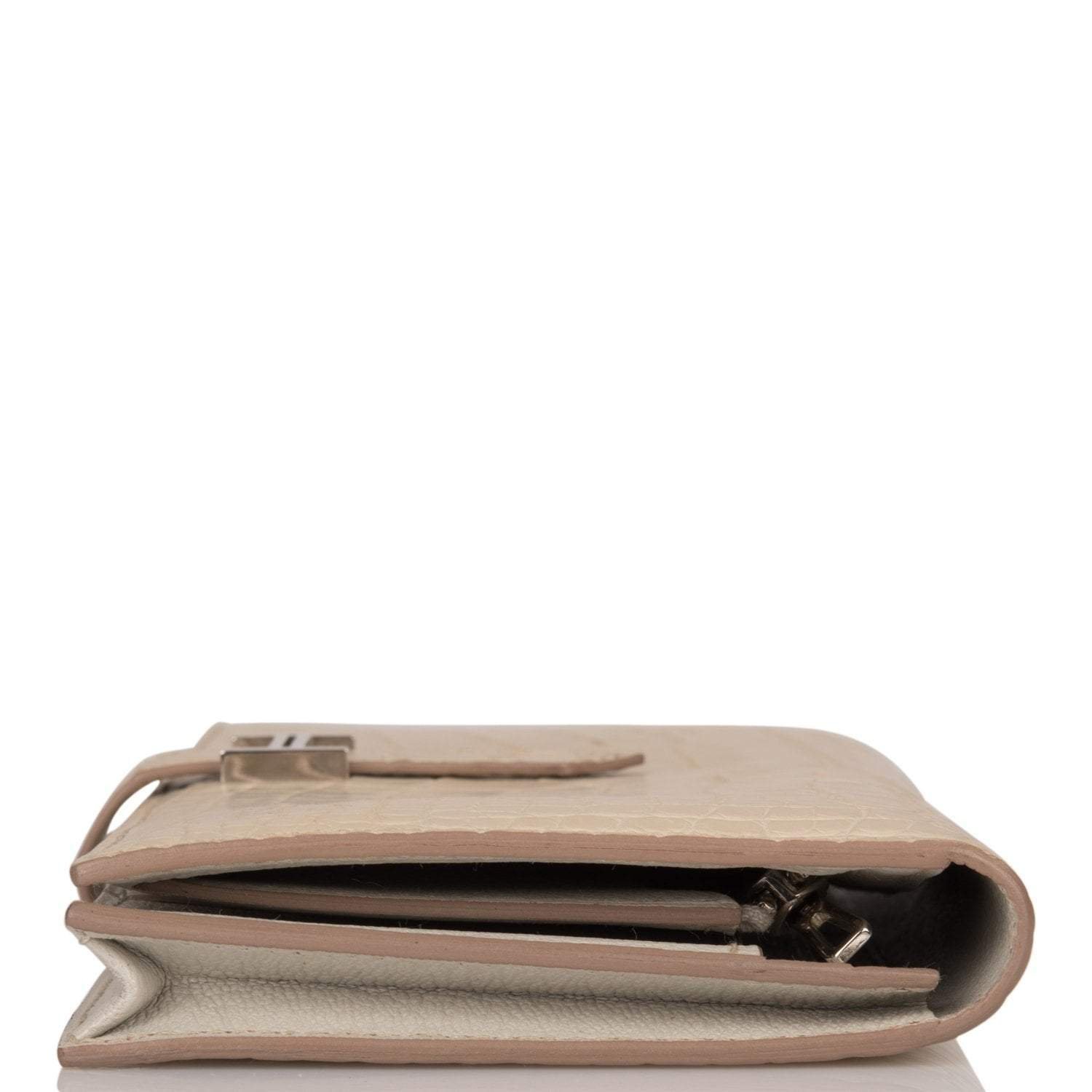 Hermes Beton Matte Alligator Bearn Wallet Palladium Hardware - Image 3